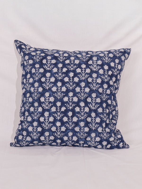 Cotton Handblock Printed Cushion Cover - Blue
