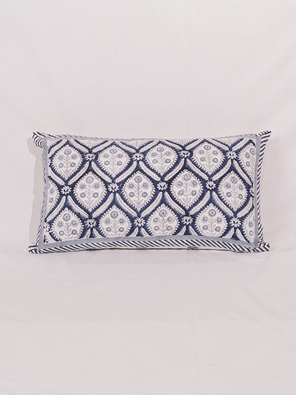 Cotton Handblock Printed Cushion Cover - Indigo