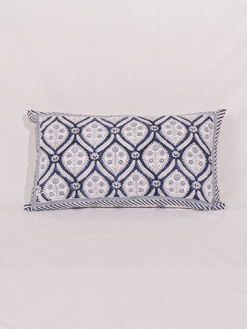 Cotton Handblock Printed Cushion Cover - Indigo