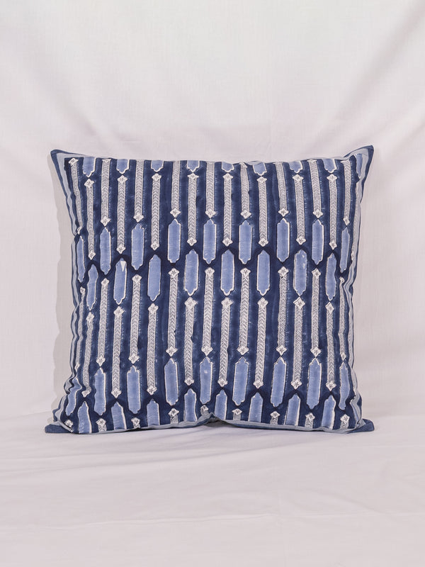 Cotton Handblock Printed Cushion Cover - Indigo