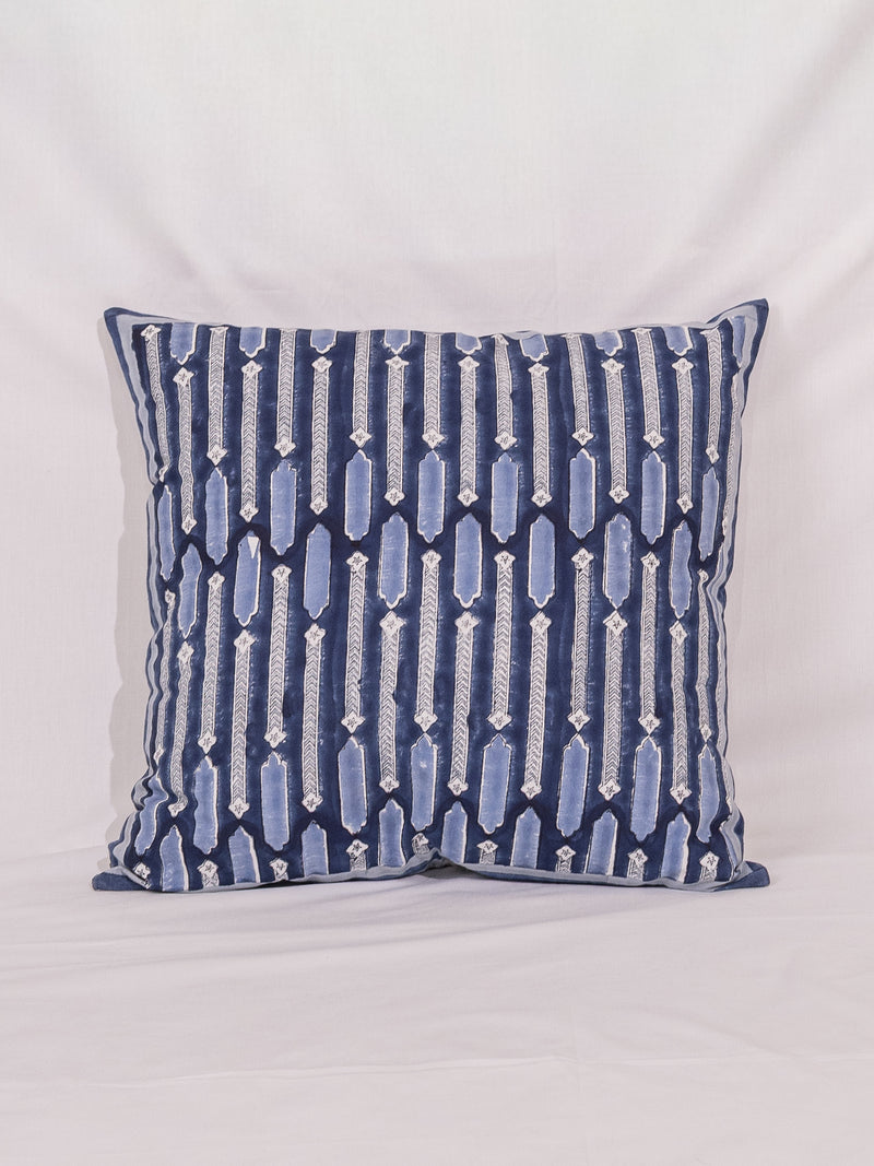 Cotton Handblock Printed Cushion Cover - Indigo