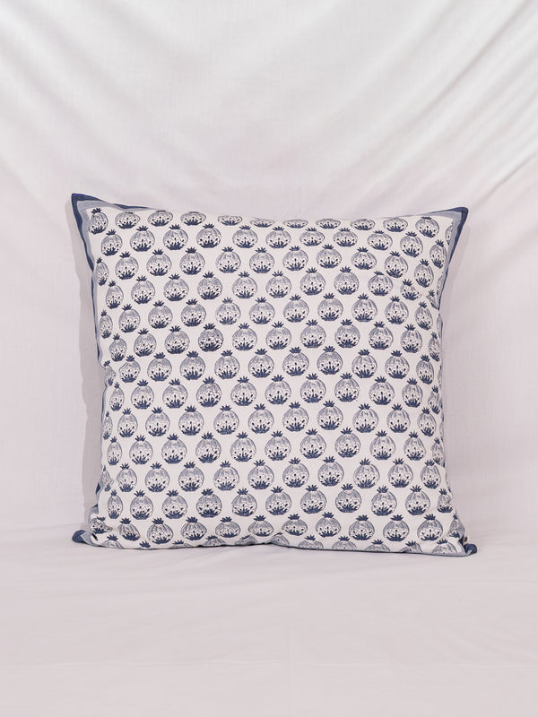 Cotton Handblock Printed Cushion Cover - Indigo