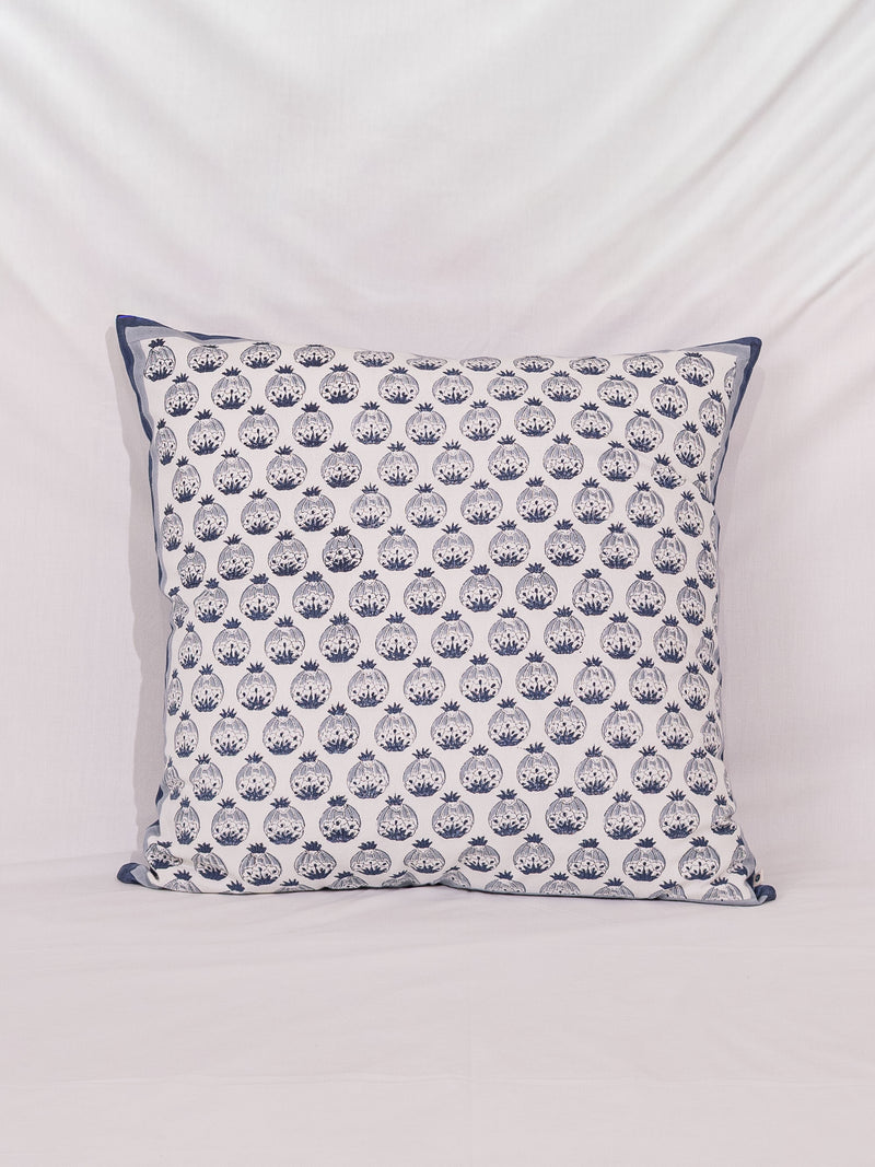 Cotton Handblock Printed Cushion Cover - Indigo