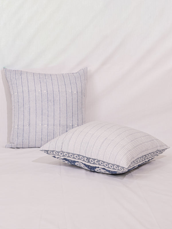 Cotton Handblock Printed Cushion Cover - Indigo