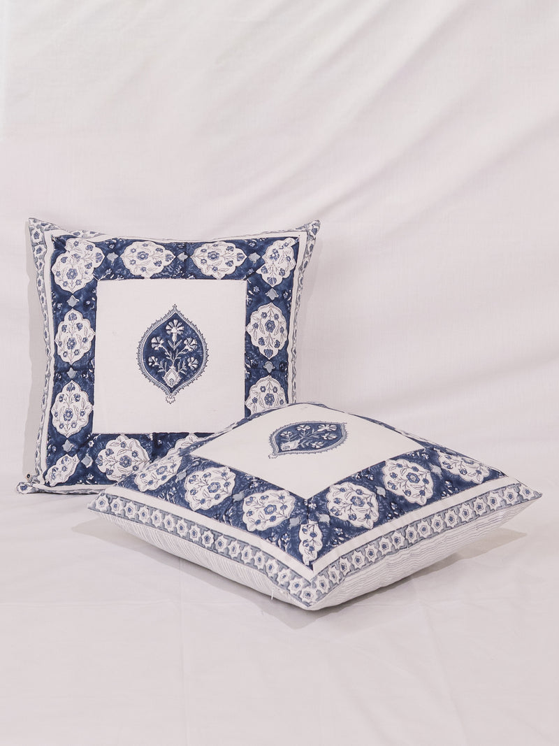 Cotton Handblock Printed Cushion Cover - Indigo
