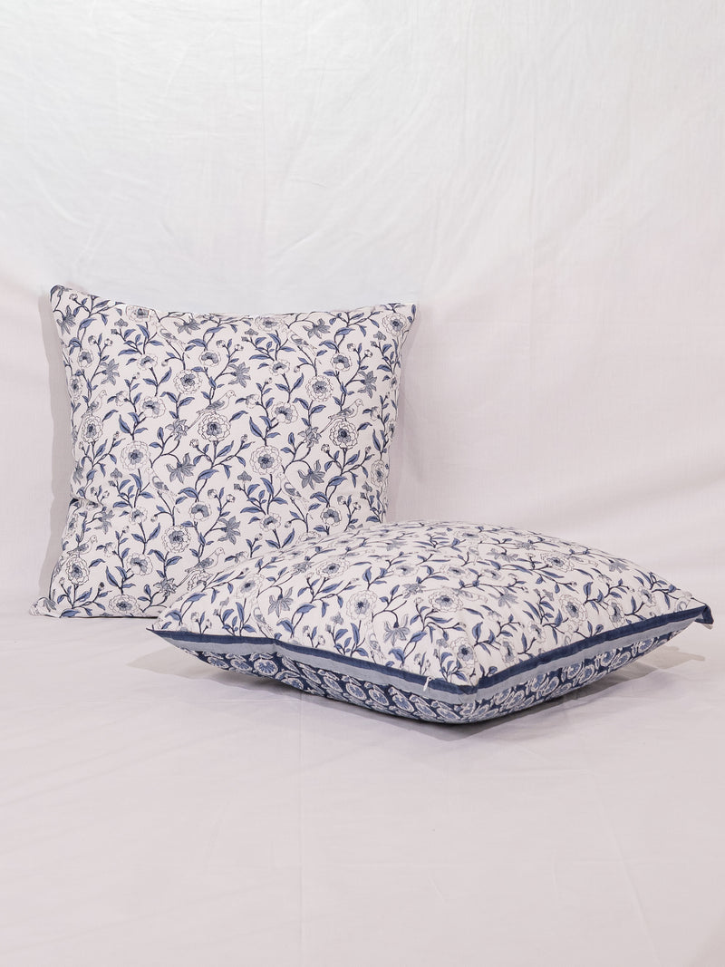 Cotton Handblock Printed Cushion Cover - Indigo