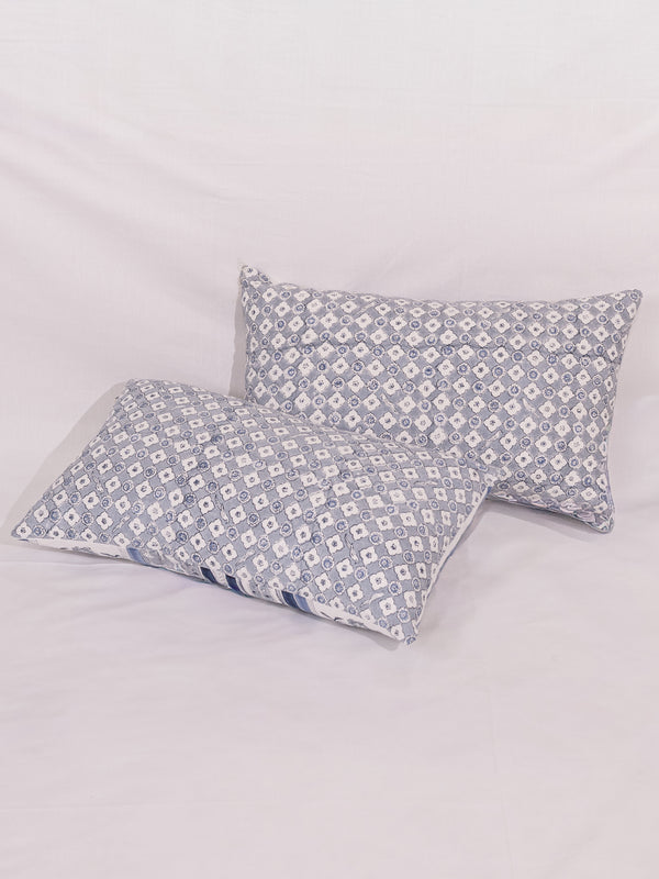 Cotton Handblock Printed Cushion Cover - Blue