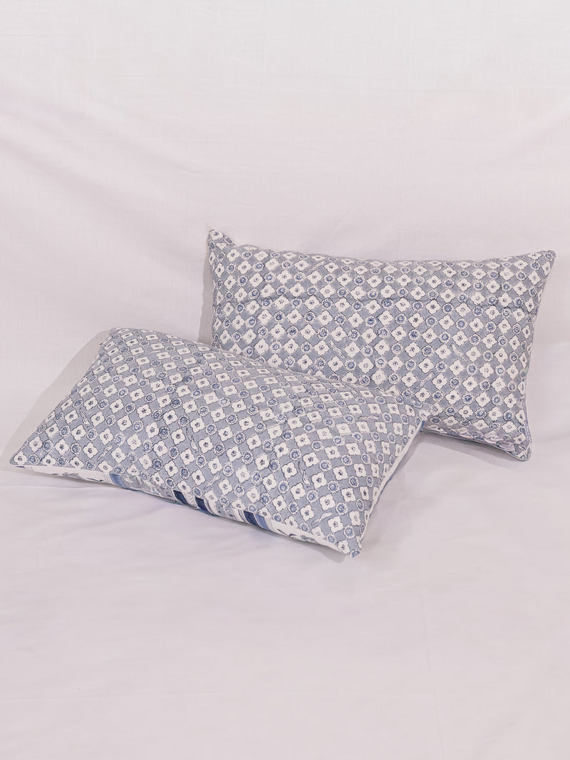 Cotton Handblock Printed Cushion Cover - Blue