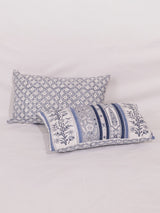 Cotton Handblock Printed Cushion Cover - Blue