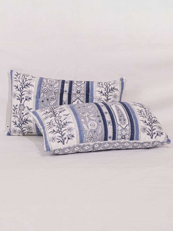 Cotton Handblock Printed Cushion Cover - Blue