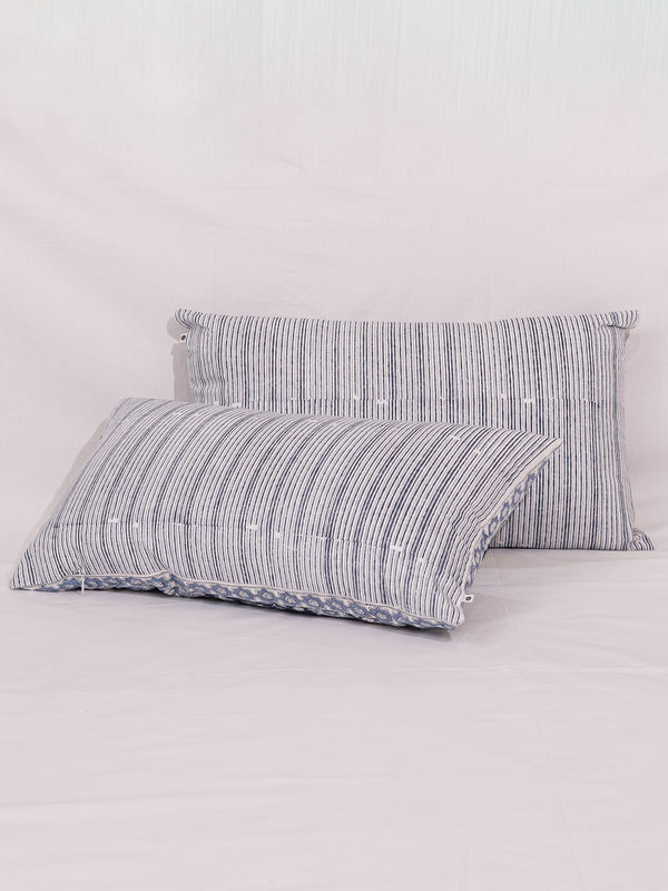 Cotton Handblock Printed Cushion Cover - Indigo