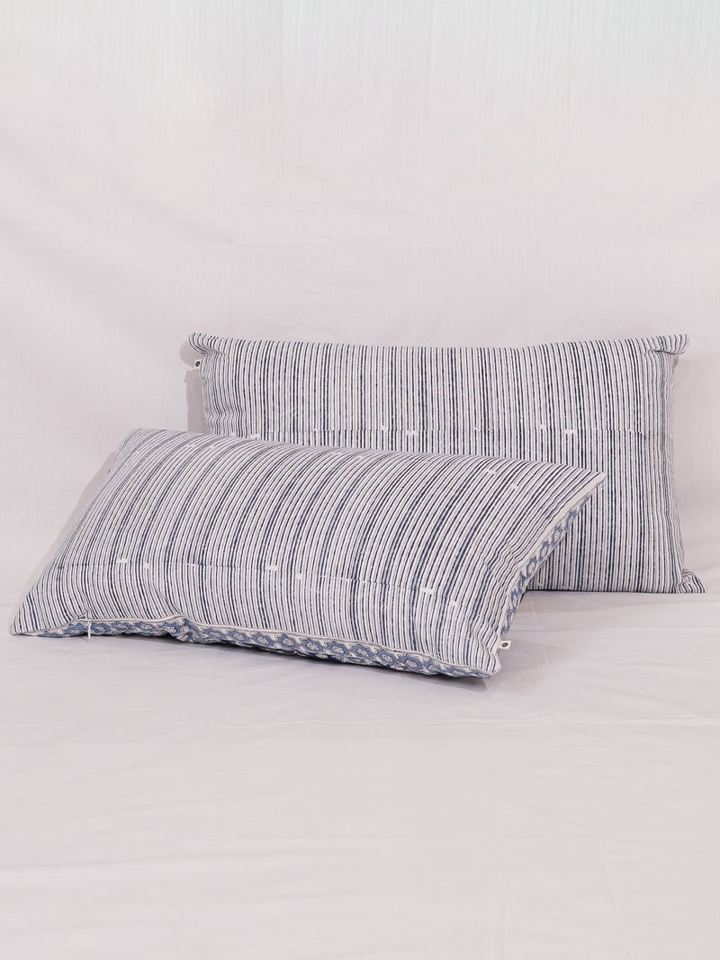 Cotton Handblock Printed Cushion Cover - Indigo