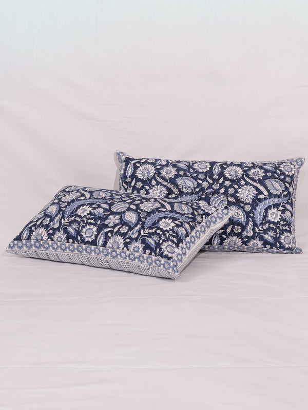 Cotton Handblock Printed Cushion Cover - Indigo