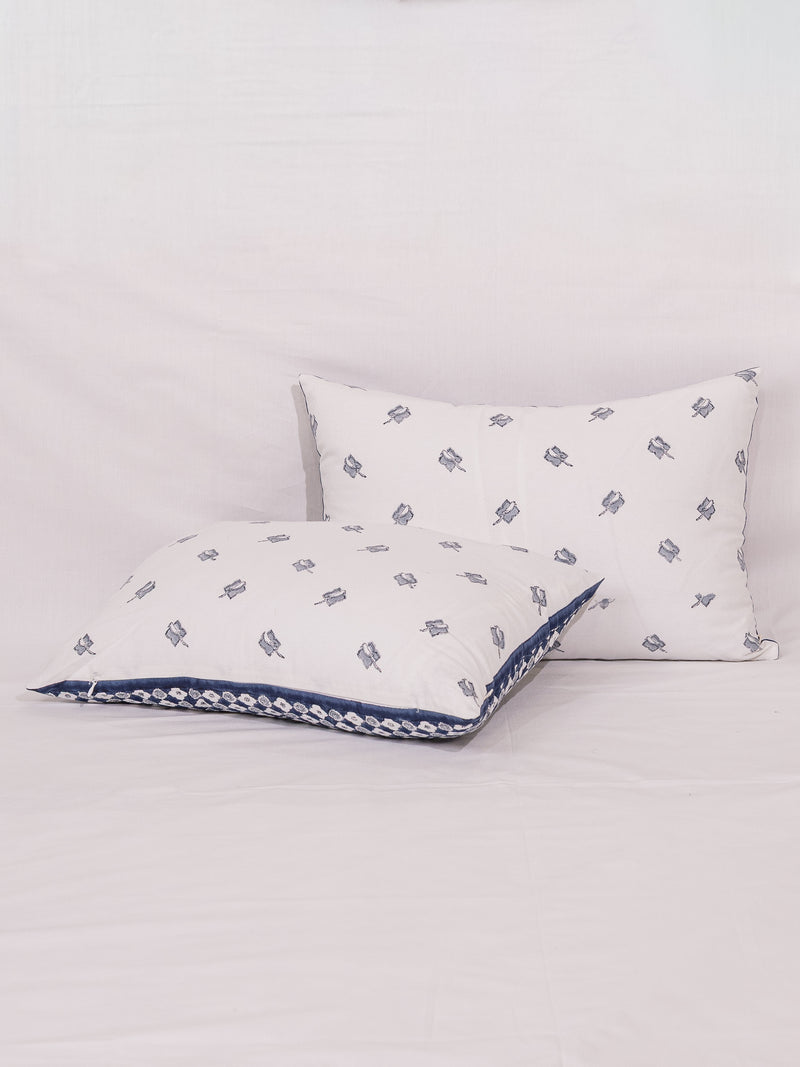 Cotton Handblock Printed Cushion Cover - Blue