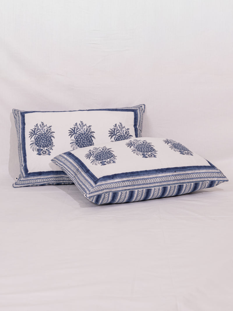 Cotton Handblock Printed Cushion Cover - White