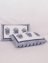 Cotton Handblock Printed Cushion Cover - White