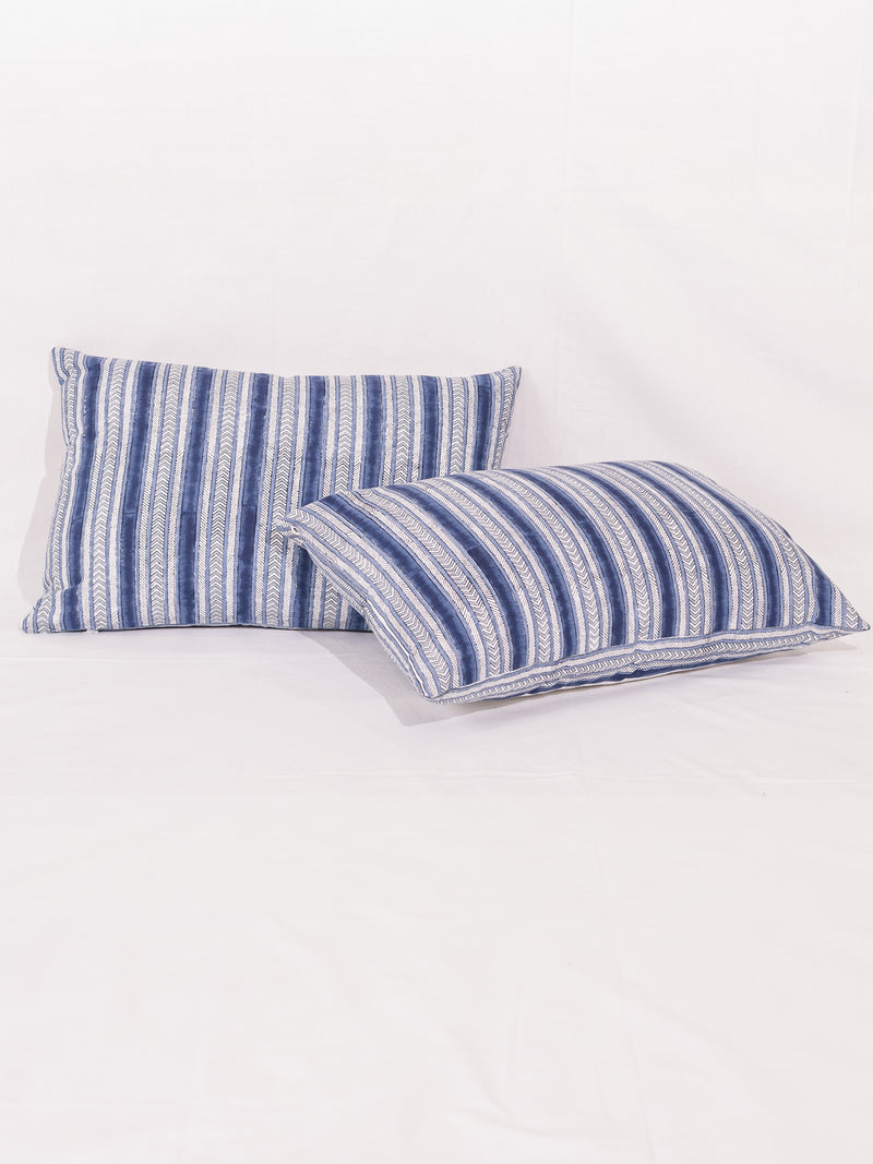 Cotton Handblock Printed Cushion Cover - White