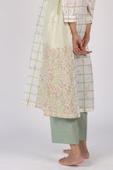 Off-White Floral Check Print Cotton Kurta