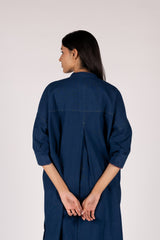 Blue Handloom Hand Embroidered Cotton Tunic