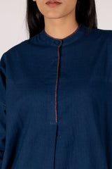 Blue Handloom Hand Embroidered Cotton Tunic