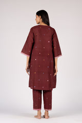 Maroon Handloom Jamdani Kurta