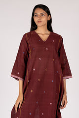 Maroon Handloom Jamdani Kurta