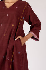Maroon Handloom Jamdani Kurta