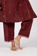 Maroon Handloom Jamdani Parallel