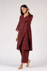 Maroon Handloom Jamdani Kurta