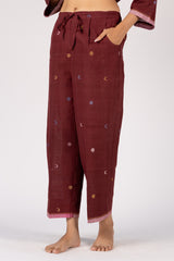 Maroon Handloom Jamdani Parallel