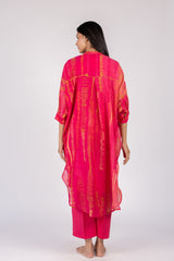 Pink Abstract Digital Print Chanderi Tunic