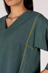 Green Handloom Striped Malkha Kurta
