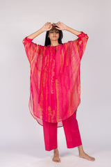 Pink Abstract Digital Print Chanderi Tunic