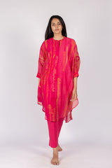 Pink Abstract Digital Print Chanderi Tunic