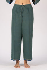 Green Handloom Striped Malkha Parallel