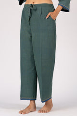 Green Handloom Striped Malkha Parallel