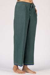 Green Handloom Striped Malkha Parallel