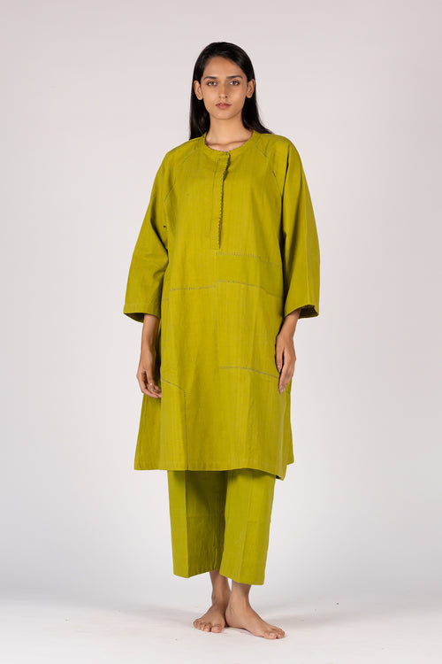 Cotton Hand-Embroidered Handloom Green Tunic