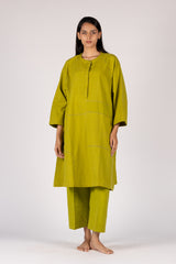 Cotton Hand-Embroidered Handloom Green Tunic
