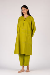 Cotton Hand-Embroidered Handloom Green Tunic