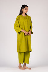 Cotton Hand-Embroidered Handloom Green Tunic