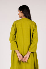 Cotton Hand-Embroidered Handloom Green Tunic