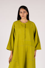 Cotton Hand-Embroidered Handloom Green Tunic