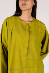 Cotton Hand-Embroidered Handloom Green Tunic