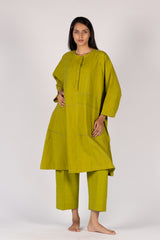 Cotton Hand-Embroidered Handloom Green Tunic