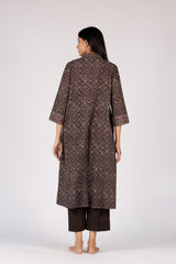 Black Ajrakh Mul Hand Block Printed Kurta