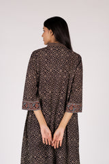 Black Ajrakh Mul Hand Block Printed Kurta