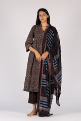 Black Ajrakh Mul Printed Dupatta