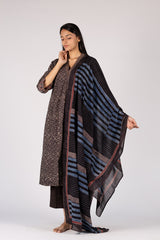 Black Ajrakh Mul Printed Dupatta