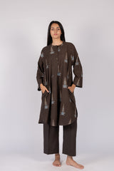 Black Ajrakh Cotton Hand Block Printed Tunic